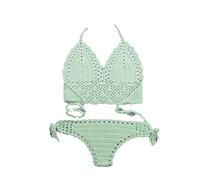 Zweiteiliger Damen-Badeanzug - Modischer, Einlagiger, Gehäkelter Spaghettiträger-Bikini-Set, Damen-Badeanzug, Ausgehöhlter Badeanzug, Damen-Badeanzug Mit Neckholder, G-String, Tanga, Stran