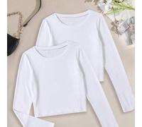 Zweiteiliges, geripptes Langarmshirt aus 100 % reiner Baumwolle für Damen, schmal geschnitten in Petite-Größe. Sportlich inspirierte Damenmode, neu in