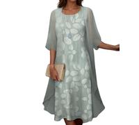Zweiteiliges Maxikleid für Damen, Blumendruck, Chiffon, Cardigan, Sommer, Strand, Hochzeit, Gast, fließende lange Kleider, Smaragdrün, X-Groß