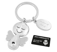 ZWEN Schutzengel Schlüsselanhänger mit edler Geschenkbox + Schutzengelkarte I Schlüsselanhänger Schutzengel in silber - Engel Anhänger als Glücksbringer Auto Anhänger (Silber)