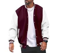 ZWENDE College Jacke Herren Lose Klassisch Übergangsjacke Freizeit Jacke Herren Casual Stehkragen Harajuku Stil Sportjacke Frühling Mit Taschen Langarm Jacke Herren G-Date Red L