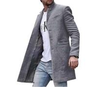 ZWENDE Tweed-Mantel Herren Winter Slim Fit Wollmantel Business Casual Langarm Jacke Mittlere Länge Mantel Streetstyle Druck Jacke Herren XLDY-63 XL