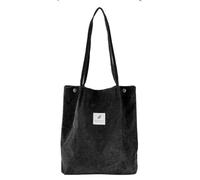 Zwenjuan Cord Tragetasche,Cord Schultertasche Strandtasche Cord Tasche Crossbody Tasche Shopper Tote Bag Handtasche mit großem Fassungsvermögen,Canvas Tasche,lässige Handtasche für Damen (Schwarz)