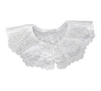 ZWEquipint Abnehmbarer Spitzenkragen für Damen, mit Perlenknopf, elegantes Puppenkragen, Accessoire für Kleider, Tops, verstellbar, weiches Polyester, leicht, falscher Kragen für Schichten (B)