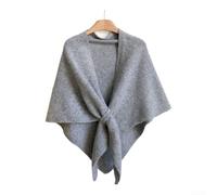 ZWEquipint Damen Strickschal aus gedrehtem Dreieck, weicher Polyester-Wollschal für den Winter, für den täglichen Gebrauch, Weinrot (hellgrau)