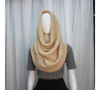 ZWEquipint Damen Woll-Strick-Schal, Wickelschal, hoher Halswärmer, weiches Winter-Accessoire für vielseitiges Styling, Weiß, Schwarz, Grau, Lot (Beige)