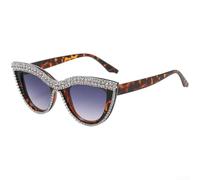ZWEquipint Katzenaugen-Sonnenbrille für Damen, Retro-Stil, UV400-Schutz, modisches Reise-Party-Zubehör-Set, weißer Rahmen, blaue Gläser (I)