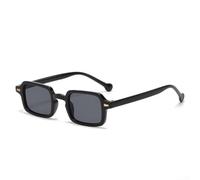 ZWEquipint Quadratische Retro-Sonnenbrille für Damen, UV385-Schutz, modische Brille, schwarzer Rahmen, graue Gläser, Vintage-Stil, für Reisen, Party, Alltag (H)