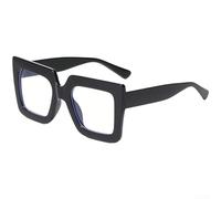 ZWEquipint Übergroße Sonnenbrille mit schwarzem Rahmen für Damen, UV400 und blaues Licht, leichte quadratische Polycarbonat-Brille (A)