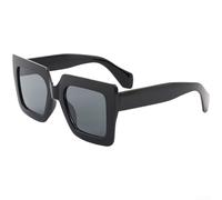 ZWEquipint Übergroße Sonnenbrille mit schwarzem Rahmen für Damen, UV400 und blaues Licht, leichte quadratische Polycarbonat-Brille (E)