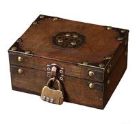 ZWEquipint Vintage-Aufbewahrungsbox aus Holz mit staubdichtem Deckel, Schmuckschatulle für Schreibtisch-Organisation, kleines Schmuckkästchen mit Metalllegierung für Heimdekoration, 13,5 x 10,5 x 6,5