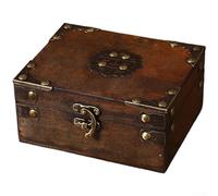 ZWEquipint Vintage-Aufbewahrungsbox aus Holz mit staubdichtem Deckel, Schmuckschatulle für Schreibtisch-Organisation, kleines Schmuckkästchen mit Metalllegierung für Heimdekoration, 13,5 x 10,5 x 6,5