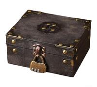 ZWEquipint Vintage-Aufbewahrungsbox aus Holz mit staubdichtem Deckel, Schmuckschatulle für Schreibtisch-Organisation, kleines Schmuckkästchen mit Metalllegierung für Heimdekoration, 13,5 x 10,5 x 6,5