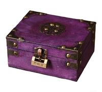 ZWEquipint Vintage-Aufbewahrungsbox aus Holz mit staubdichtem Deckel, Schmuckschatulle für Schreibtisch-Organisation, kleines Schmuckkästchen mit Metalllegierung für Heimdekoration, 13,5 x 10,5 x 6,5