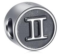 Zwillinge Sternzeichen Charms passen Pandora DIY Armband, antike Sterling Silber Geburtstag Horoskop Stern Zeichen Perlen, 12 Konstellation Astrologie Charm, Geschenke für Patin/Stiefmutter/Oma
