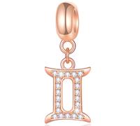 Zwillinge Sternzeichen Charms passt Pandora Charm Armband -Rose Gold 925 Sterling Silber Halskette Anhänger,12 Horoskop Konstellation Dangle CZ Birthstone Perlen, Geburtstagsgeschenke für Frauen/Mama