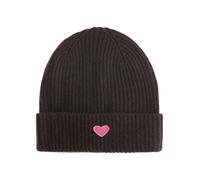 Zwillingsherz 100% Kaschmir Umschlag-Mütze mit Herz-Patch - Strickmütze - Hochwertige Wintermütze One Size - Weiche & warme Beanie für Damen - Premium Qualität für Herbst, Winter & Frühling