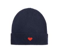Zwillingsherz 100% Kaschmir Umschlag-Mütze mit Herz-Patch - Strickmütze - Hochwertige Wintermütze One Size - Weiche & warme Beanie für Damen - Premium Qualität für Herbst, Winter & Frühling