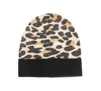 Zwillingsherz 100% Kaschmir Umschlag-Mütze mit Leo Muster- Strickmütze - Hochwertige Wintermütze One Size - Weiche & warme Beanie für Damen - Premium Qualität für Herbst, Winter & Frühling