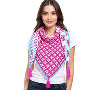 ZWILLINGSHERZ Alwine Vierecks-Tuch mit Herzen und Blumen Mode-Tuch 3016Q-1008-7 Türkis/Pink/Weiß