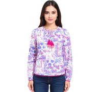 ZWILLINGSHERZ Baumwoll-Bluse Damen Sommer-Bluse mit Allover-Paisley-Muster 33214-84 Blau/Pink/Weiß S