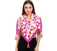 ZWILLINGSHERZ Beach Life Dreiecks-Tuch mit Krabben Seesternen und Statement Print Mode-Tuch 3014D-0703-22 Pink/Rosa