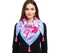 ZWILLINGSHERZ Big Flower Dreiecks-Tuch mit farbenfrohem großen Blumen-Print Mode-Tuch 3014D-0107-89 Blau/Pink/Bunt