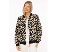 Zwillingsherz Teddy-Bomberjacke im Leo-Muster - Damen Übergangsjacke - Kurze stylische Jacke für Frühling & Herbst - Kuschelige Outdoorjacke mit Reißverschluss - Trendpiece für Alltag & Freizeit