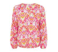 ZWILLINGSHERZ Ethno Damen Sommer-Bluse Tunika-Shirt mit Muster 33234-100 Pink/Grün/Blau/Weiß L/XL