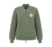 Bomberjacke ZWILLINGSHERZ "Good Vibes", Damen, Gr. XL, salbei, Bouclé, Obermaterial: 100% Polyester, unifarben, taillenbedeckt, ohne Ausschnitt, Rippbündchen, Jacken Bomberjacke, große Herzen auf dem