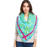 ZWILLINGSHERZ Bunte Tropfen Dreiecks-Tuch mit Fransen und Tropfen-Muster Mode-Tuch 3014D-0204-73 Blau/Grün/Pink