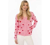 Zwillingsherz Cardigan "Herzen" in Rosa - Größe S/M | Damen Pullover Cardigans
