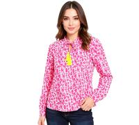 ZWILLINGSHERZ Colorful Leopard Damen Sommer-Bluse Tunika-Shirt mit Quasten 33224-51 Pink/Gelb/Weiß L/XL