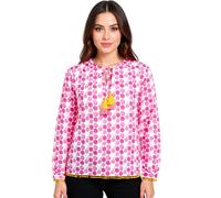 ZWILLINGSHERZ Damen Baumwoll-Bluse Sommer-Bluse "Candy" mit gepunkteten-Muster 33215-52 Pink/Orange M