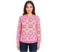 Shirtbluse ZWILLINGSHERZ ""Tröpfchen"", Damen, Gr. L/XL (L/XL), rot, Web, Obermaterial: 100% Baumwolle, gemustert, loose fit hüftlang, Serafino, Blusen, Tasseln,Pom Pom Besatz, Langarm (15514831-LXL) 