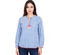 ZWILLINGSHERZ Damen Baumwoll-Bluse Sommer-Bluse "Tröpfchen" mit Tröpfchen-Muster 33213-89 Blau/Pink M