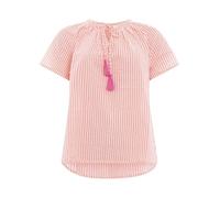 Zwillingsherz Damen Bluse, Kurzarm, Viskose, Streifen, Modern, Rundhals (DE/NL/SE/PL, Alphanumerisch, S, M, Regular, Regular, Orange)