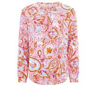 Zwillingsherz Damen Bluse Tunika, Langarm, Paisley-Muster in Rosa und Orange, Größe L