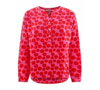 Zwillingsherz Damen Bluse Tunika, Viskose, Rundhals, Langarm, Modern, Gemustert (DE/NL/SE/PL, Alphanumerisch, L, Regular, Regular, Rot)