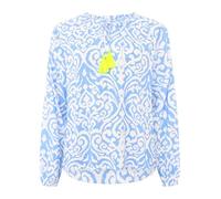 Schlupfbluse ZWILLINGSHERZ ""Ornamente"", Damen, Gr. LXL (L/XL), blau, Obermaterial: 100% Viskose, gemustert, modisch, loose fit hüftlang, Serafino, Langarm, Blusen, mit tollem Ornament Muster, Bindeb