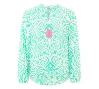 Zwillingsherz Damen Bluse, Viskose, Langarm, Rundhals, Gemustert, Modern (DE/NL/SE/PL, Alphanumerisch, L, XL, Regular, Regular, Grün)