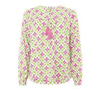 Zwillingsherz Damen Bluse, Viskose, Langarm, Rundhals mit Quasten, Blumenmuster, Regular Fit (DE/NL/SE/PL, Alphanumerisch, S, Regular, Regular, rosa)