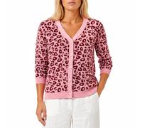 Zwillingsherz Damen Cardigan Strickjacke Leo Muster aus 100% Baumwolle mit Knopfleiste V-Ausschnitt