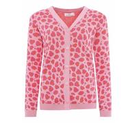 Strickjacke ZWILLINGSHERZ ""Gestrickter-Leo"", Damen, Gr. L/XL, pink, Strick, Obermaterial: 100% Baumwolle, Strickjacken Strickjacke, mit Knöpfen, mit Leomuster aus reiner Baumwolle (12321804-L) pink
