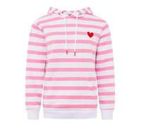 Zwillingsherz Damen Hoodie mit Kapuze - Gestreifter Kapuzenpullover mit Herzmotiv - Kuscheliger Oversize Pullover - Weicher Sweatshirt Look für Frühling, Herbst & Winter - Loungewear Mode