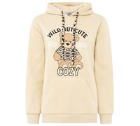 Hoodie ZWILLINGSHERZ "Wild But Cute", Damen, Gr. S/M, beige, Sweatware, Obermaterial: 80% Polyester, 20% Baumwolle, Sweatshirts Hoodie, Mini-Me,mit niedlichem Teddybär und selbstbewusstem Slogan (1934