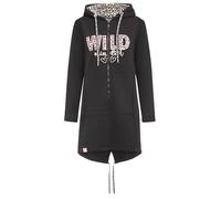 Zwillingsherz Damen Kapuzen-Sweatjacke, Wild-Motiv mit Leo-Print, Schwarz, Casual-Fit, Langarm (DE/NL/SE/PL, Alphanumerisch, XL, Regular, Regular, schwarz)