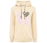Zwillingsherz Damen Kapuzenpullover, Leo Love Design, Beige mit Rosa Schriftzug, XXL