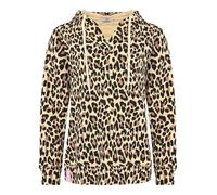 Zwillingsherz Damen Kapuzenpullover Pulli Hoodie, Leoparden-Muster und Unifarben, Beige (DE/NL/SE/PL, Alphanumerisch, L, Regular, Regular, Leo)