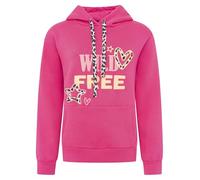 Zwillingsherz Damen Kapuzenpullover Pulli Sweatshirt Wild Free, Pink mit Leoparden-Details, Größe XL